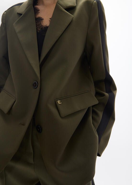 Lola Casademunt Blazer mit Tiermotiv am Rücken Grün-Schwarz