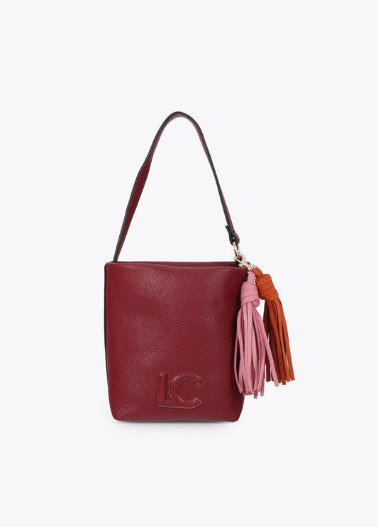 Lola Casademunt Schultertasche Kunstleder mit Pompons Bordeaux