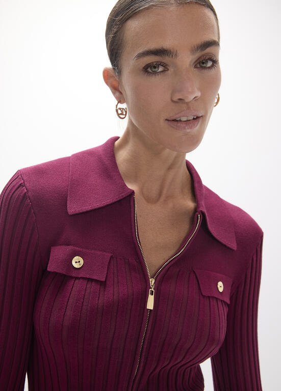 Lola Casademunt Cardigan mit Taschenpatten Bordeaux