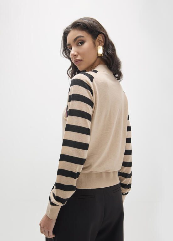 Lola Casademunt Streifenpullover mit Kontrasten Off-White
