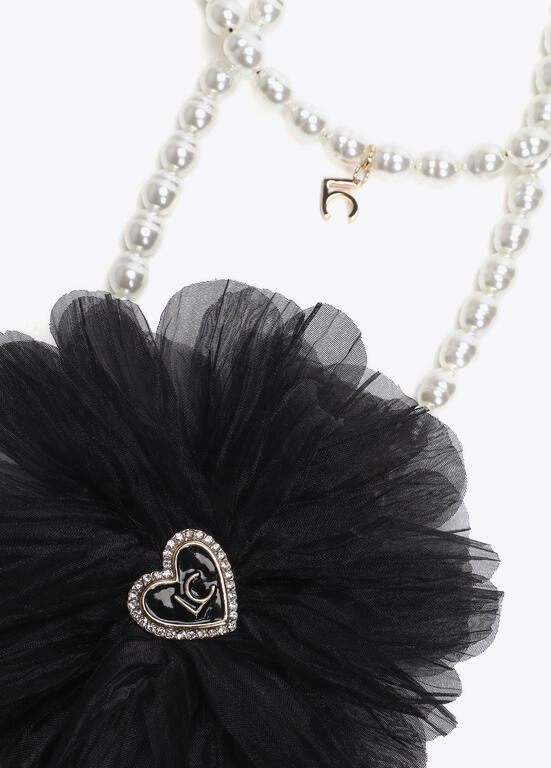 Lola Casademunt Wickelkette Perlen & Stoffblume Schwarz-Weiss