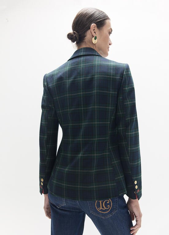 Lola Casademunt Karo-Blazer mit Wappen Blau-Grün