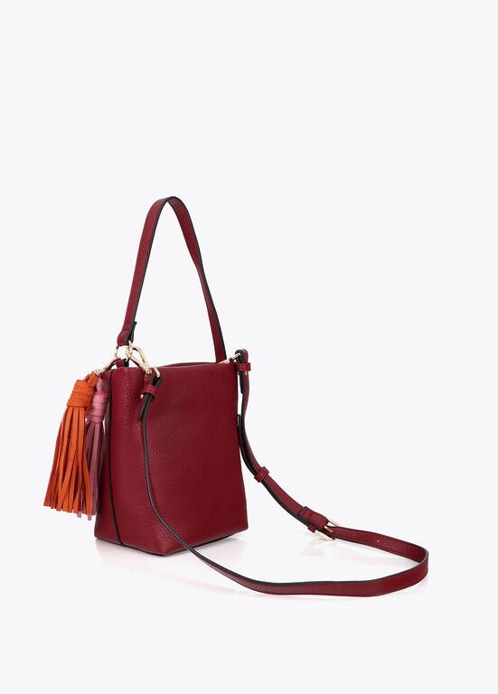 Lola Casademunt Schultertasche Kunstleder mit Pompons Bordeaux