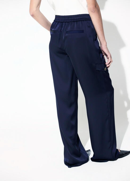 Lola Casademunt Cargo-Hose Satin Marineblau