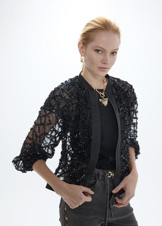 Lola Casademunt Bomberjacke Spinnennetz-Print