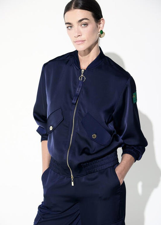 Lola Casademunt Bomberjacke Satin Marineblau