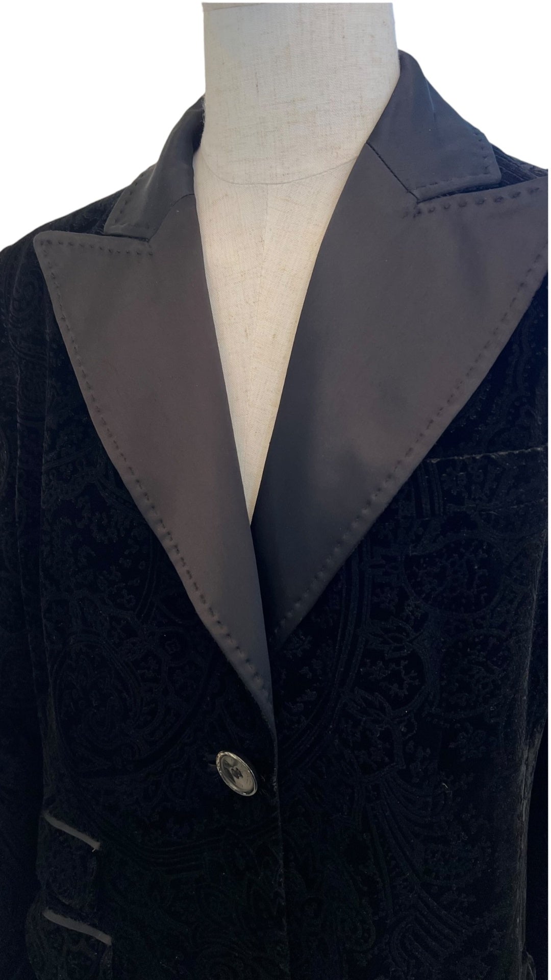 Pre-Loved ETRO Paisley-Samtmantel, schwarz