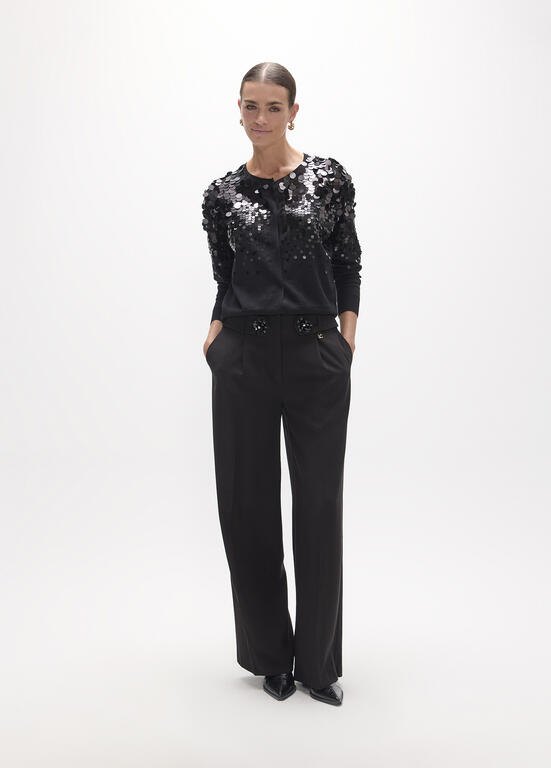 Lola Casademunt Strickjacke mit Pailletten, Schwarz