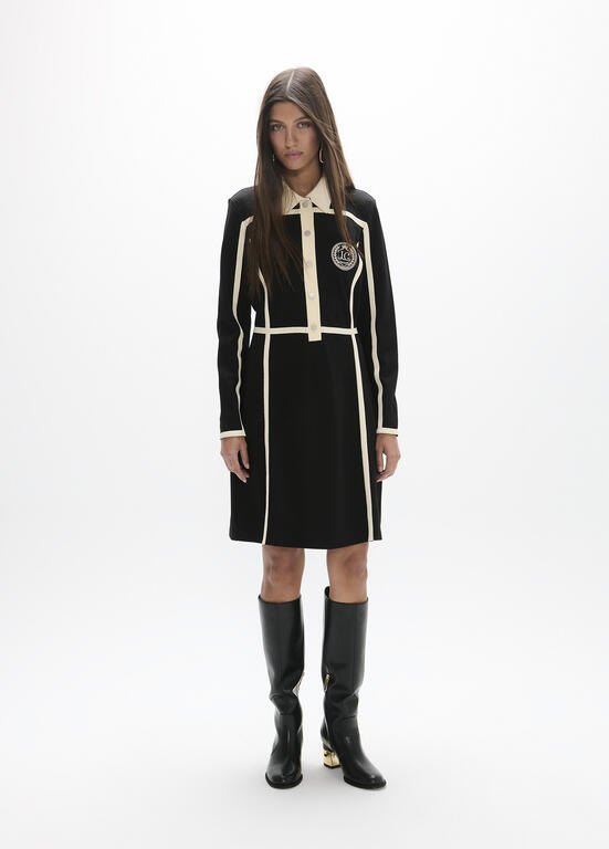 Lola Casademunt Stretchkleid mit Polokragen & weissen Paspelnähten