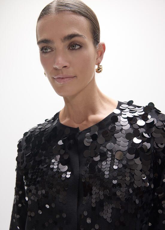 Lola Casademunt Strickjacke mit Pailletten, Schwarz