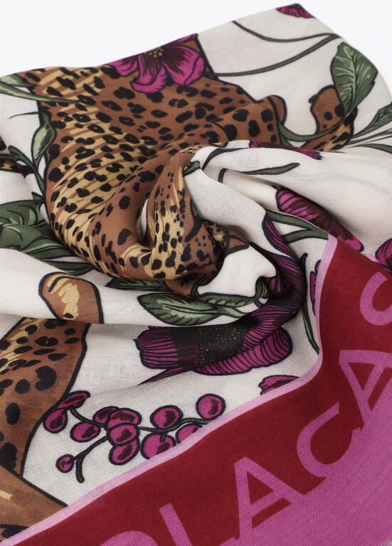 Lola Casademunt Schal mit Lepard & Blumenmuster 100 x 200 cm, Magenta