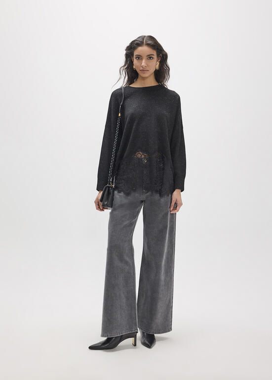 Lola Casademunt Oversize-Pullover mit Spitze