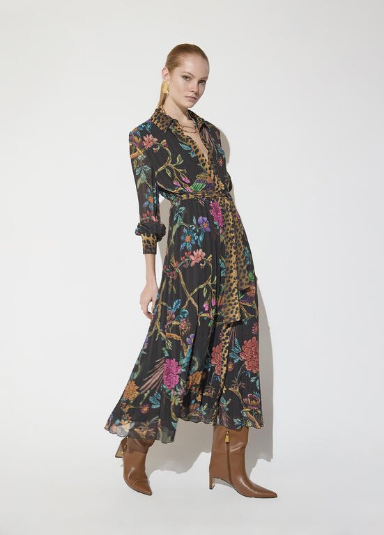 Lola Casademunt Plissiertes Kleid mit Blumenprint