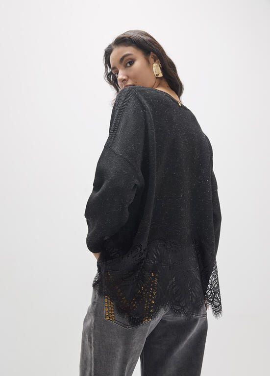 Lola Casademunt Oversize-Pullover mit Spitze