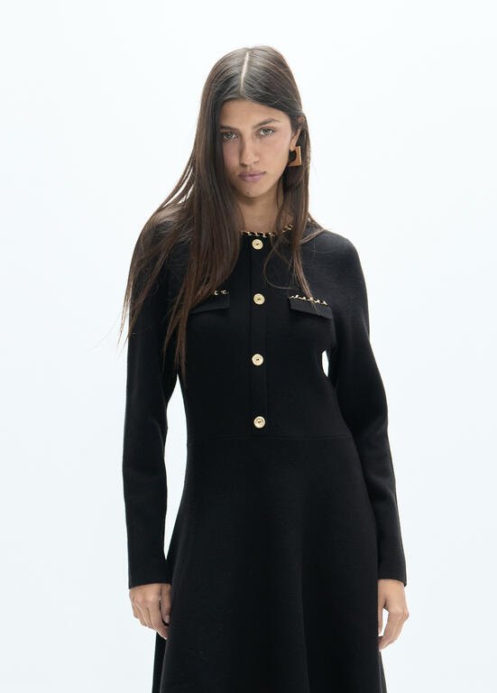 Lola Casademunt Strickkleid mit Nieten, Schwarz