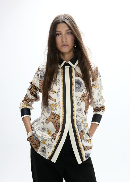Lola Casademunt Bluse mit Leoparden- & Kettenprint