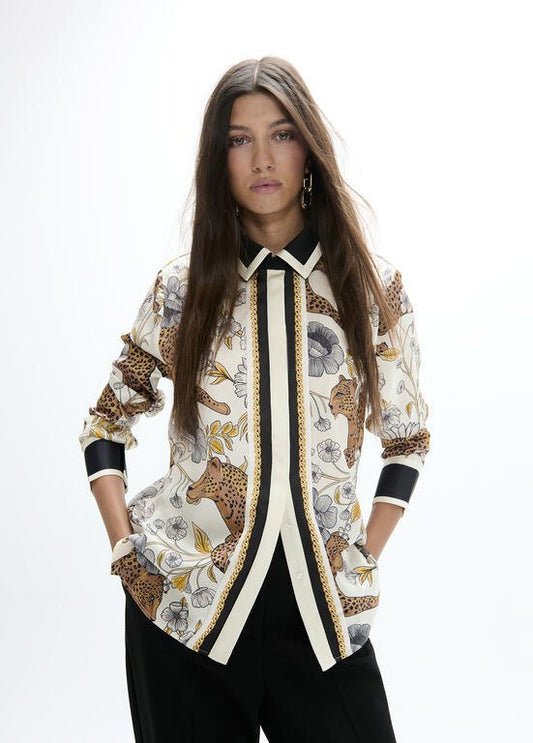 Lola Casademunt Bluse mit Leoparden- & Kettenprint