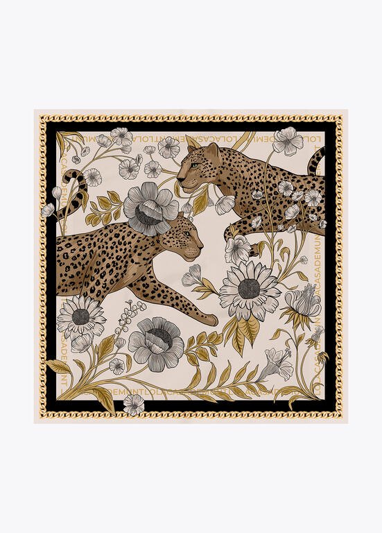 Lola Casademunt Tuch mit Leopard & Kettenmuster, 90 x 90 cm
