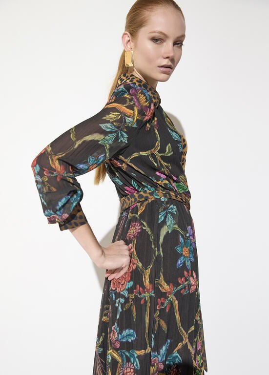 Lola Casademunt Plissiertes Kleid mit Blumenprint