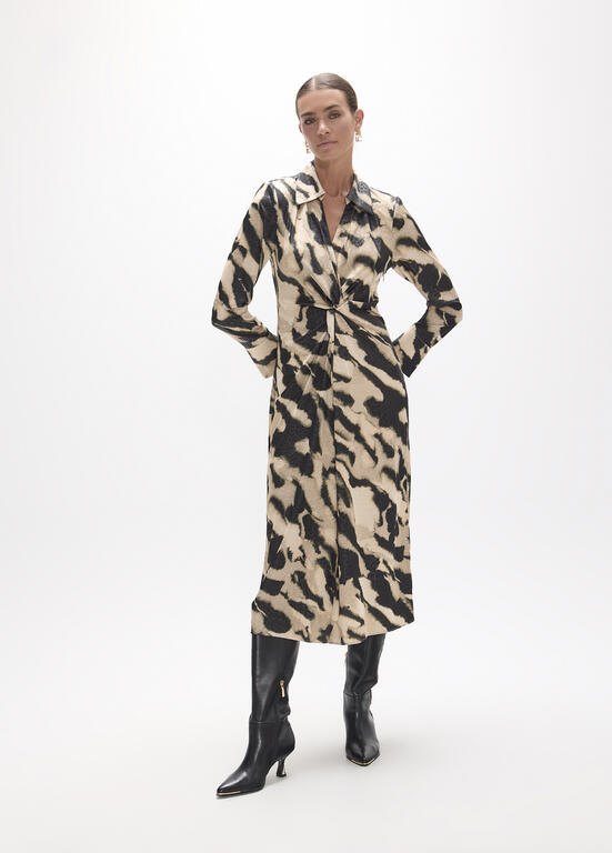 Lola Casademunt Kleid mit Marmorprint & Knotendetail