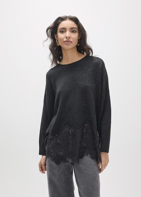 Lola Casademunt Oversize-Pullover mit Spitze