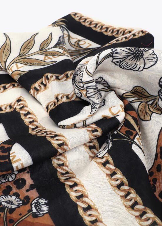 Lola Casademunt Schal mit Leopard & Kettenrmuster 100 x 200 cm, ecru