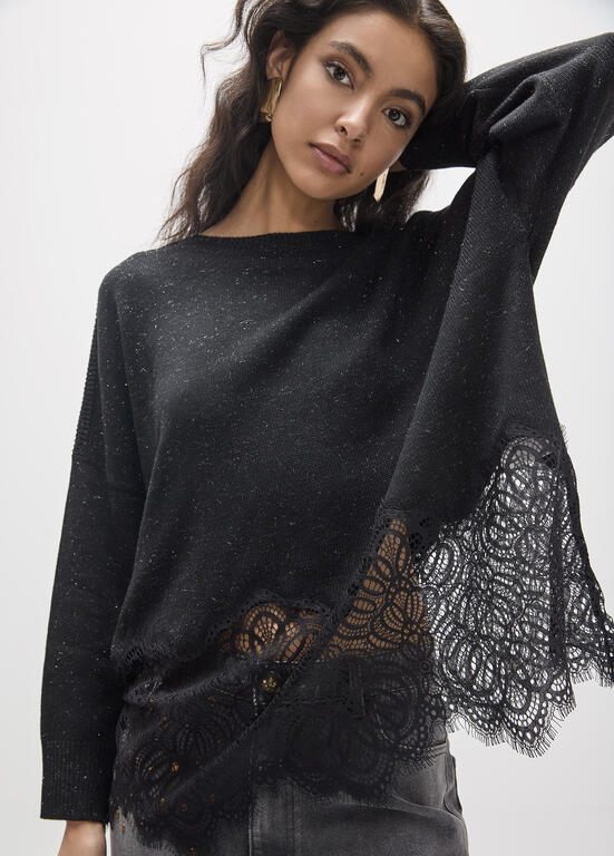 Lola Casademunt Oversize-Pullover mit Spitze