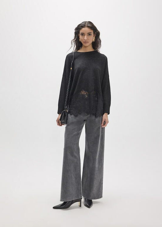 Lola Casademunt Oversize-Pullover mit Spitze