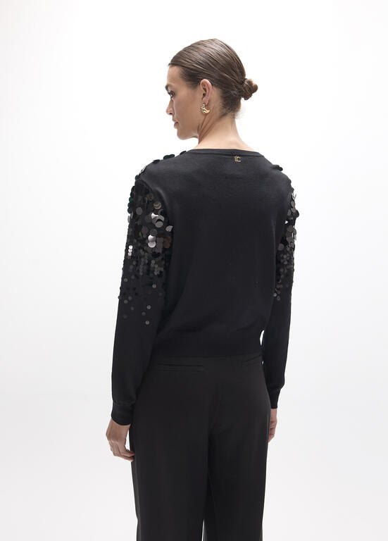 Lola Casademunt Strickjacke mit Pailletten, Schwarz