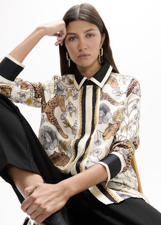Lola Casademunt Bluse mit Leoparden- & Kettenprint