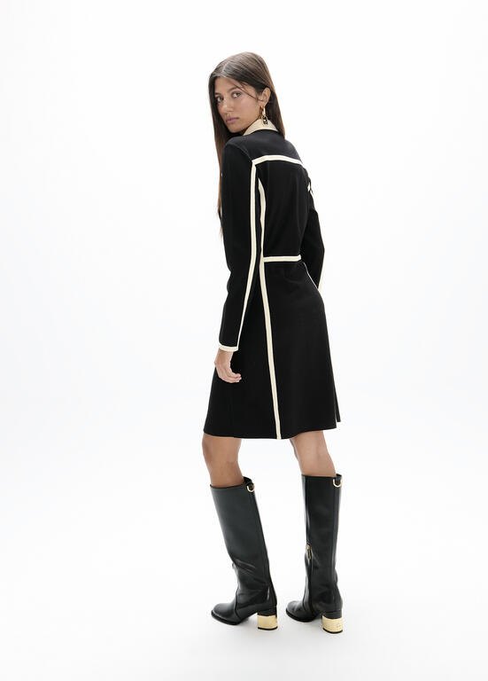 Lola Casademunt Stretchkleid mit Polokragen & weissen Paspelnähten