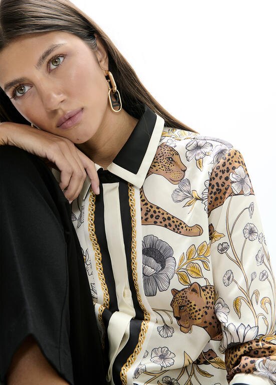 Lola Casademunt Bluse mit Leoparden- & Kettenprint