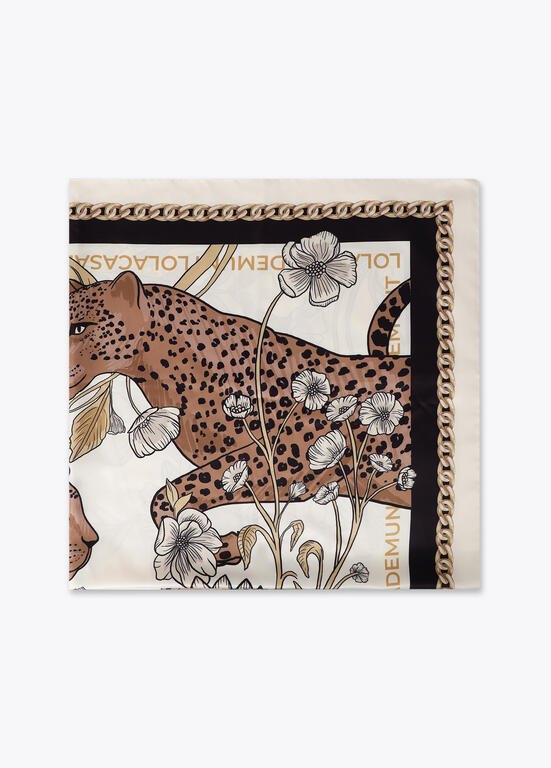 Lola Casademunt Tuch mit Leopard & Kettenmuster, 90 x 90 cm