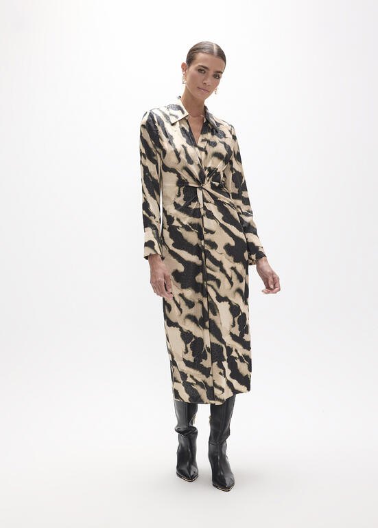 Lola Casademunt Kleid mit Marmorprint & Knotendetail