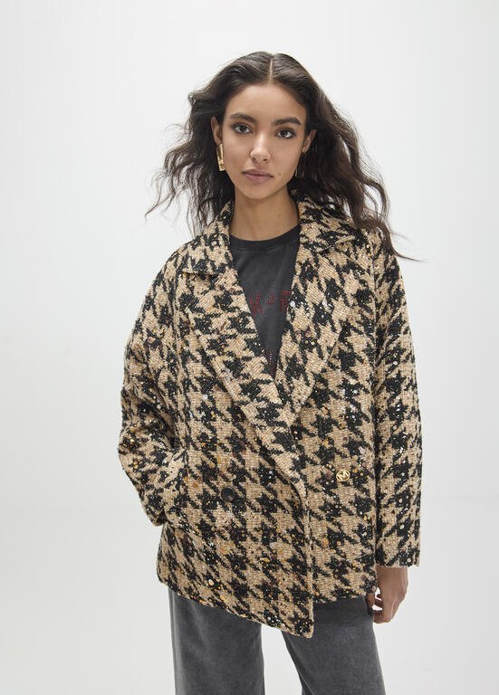 Lola Casademunt Jacke mit grossem Hahnentrittmuster