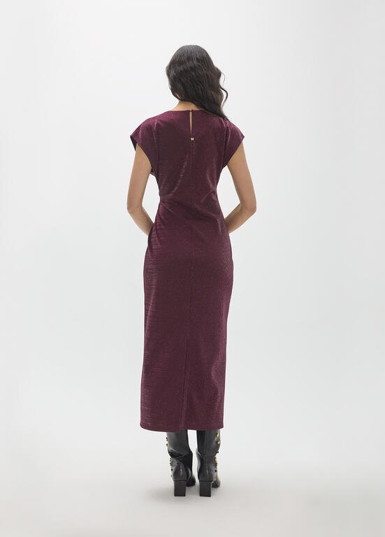 Lola Casademunt Ärmelloses Lurexkleid mit Goldbrosche