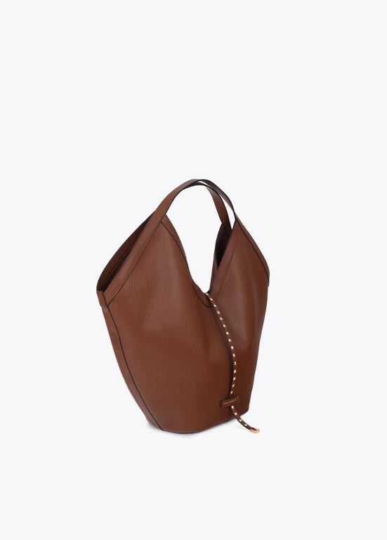 Lola Casademunt Hobo Bag mit Nietenriemen, Camel