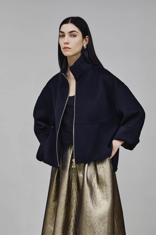 Nenette Jacke mit Strickkragen & Reissverschluss Volantis