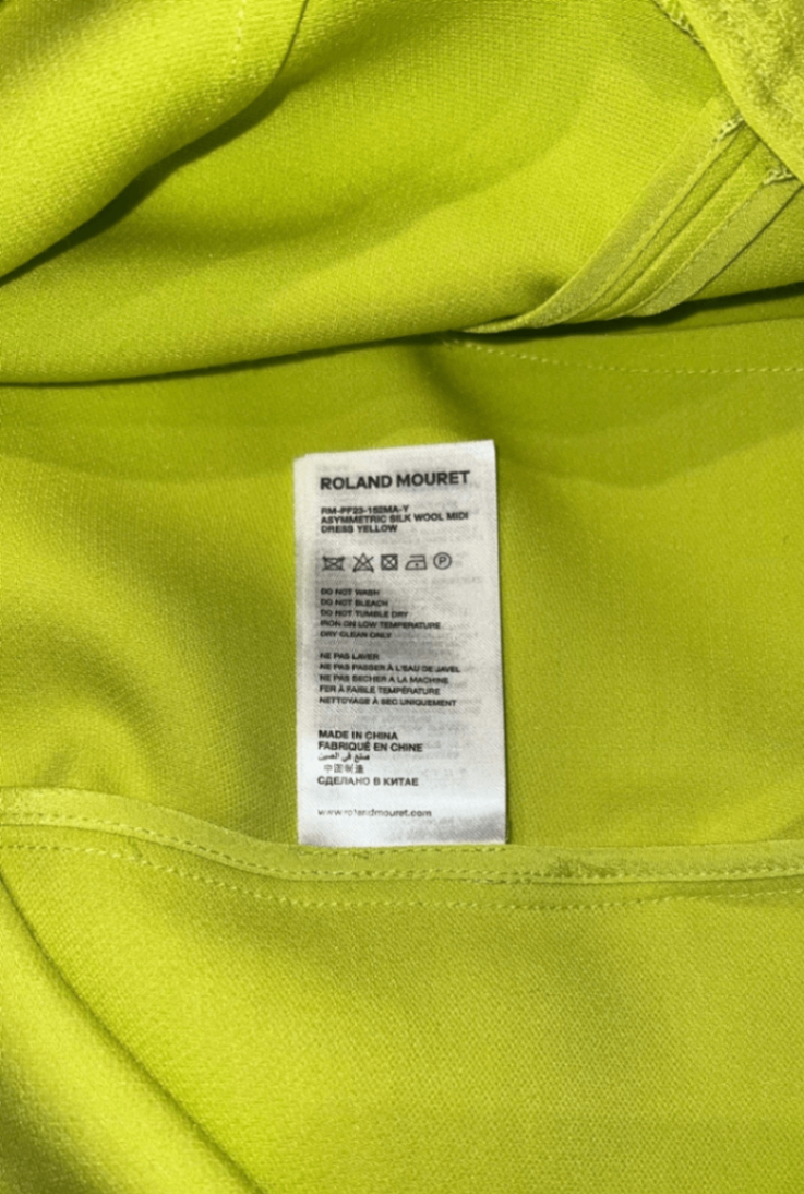 Pre-Loved Roland Mouret One-Shoulder Kleid, Lime Yellow
