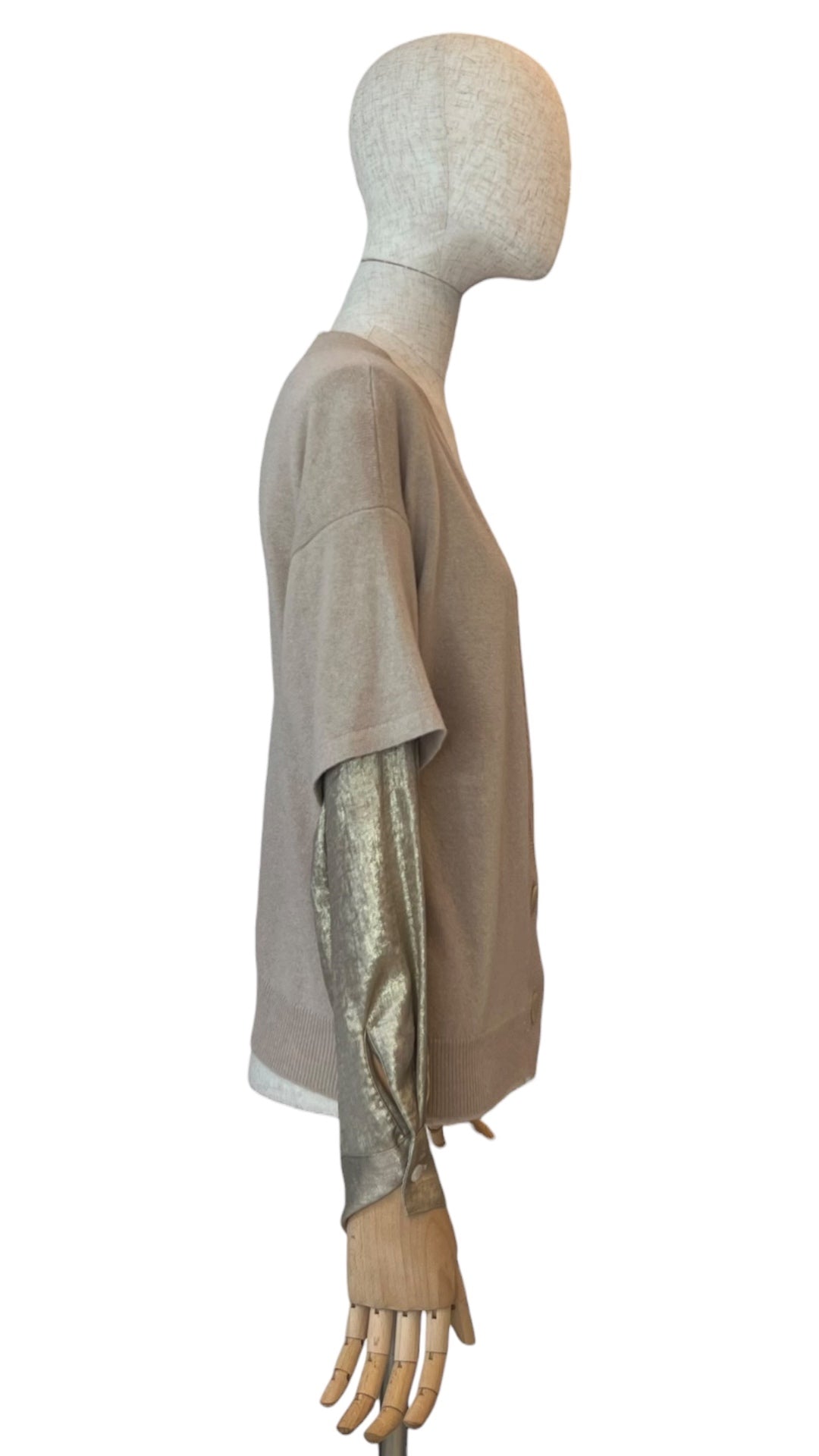 Rocco Ragni Strickjacke mit Metallic Ärmeln