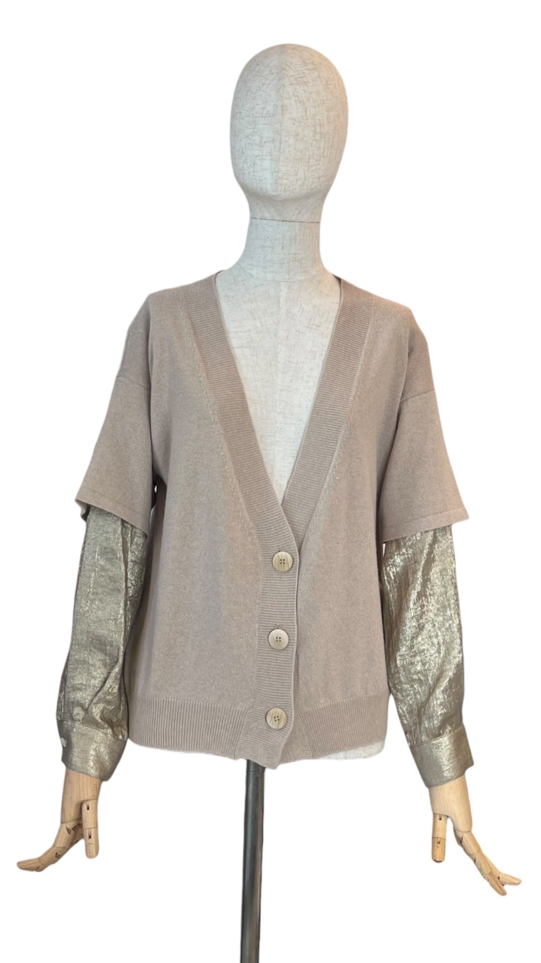 Rocco Ragni Strickjacke mit Metallic Ärmeln