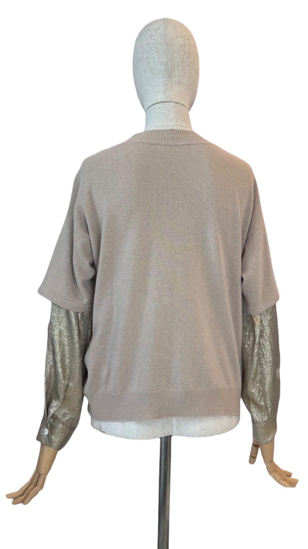 Rocco Ragni Strickjacke mit Metallic Ärmeln
