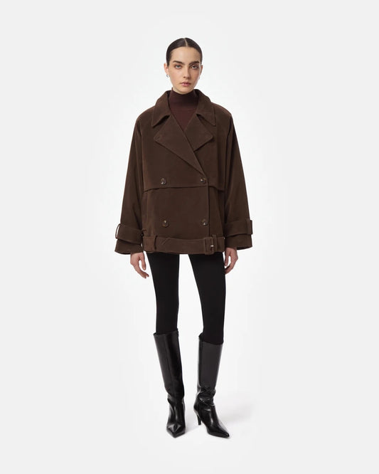 APPARIS Kurzmantel Gaia Sans Suede Dunkelbraun
