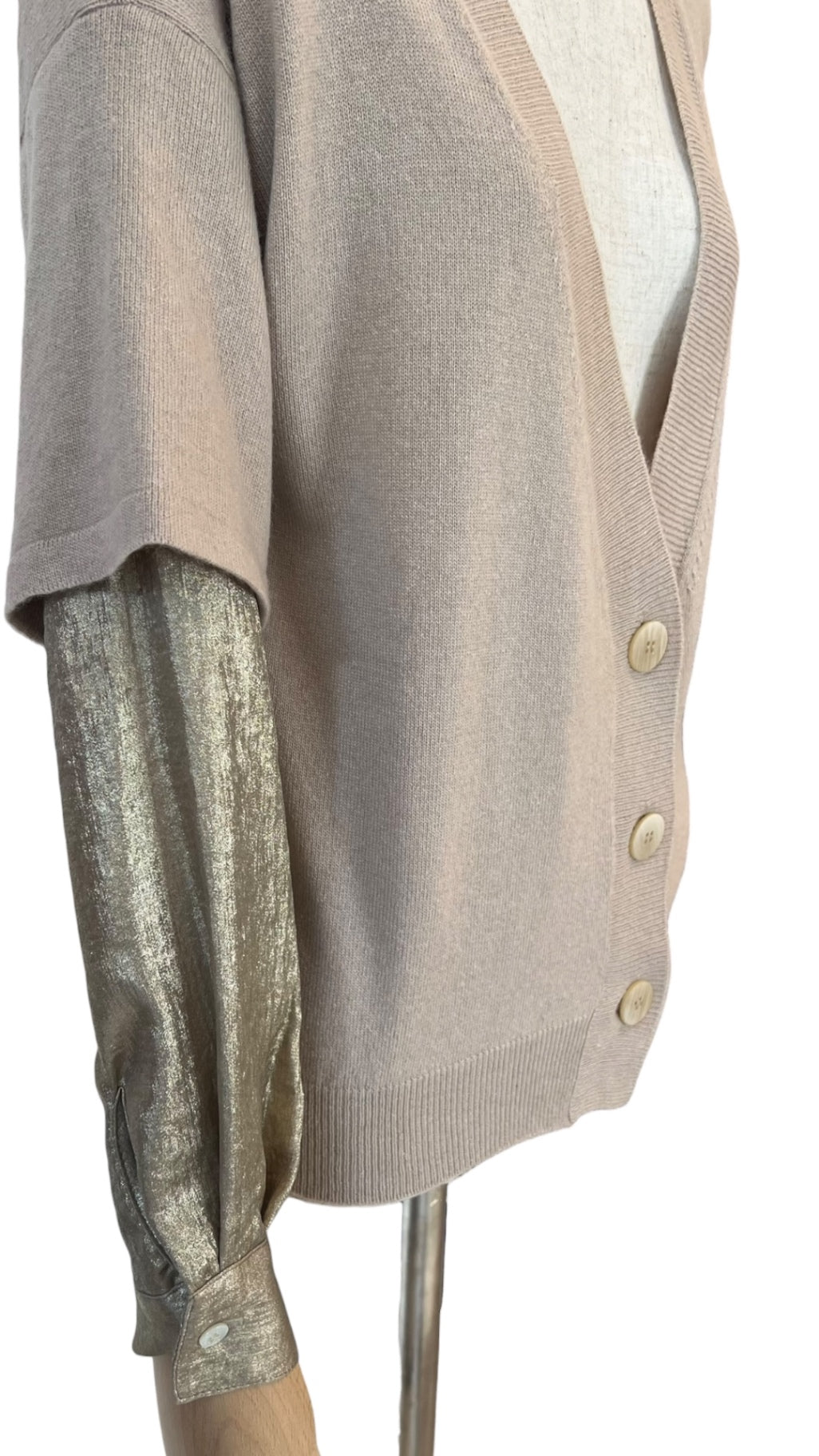 Rocco Ragni Strickjacke mit Metallic Ärmeln