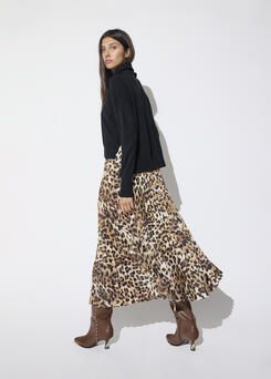 Lola Casademunt Kombi-Plisseekleid Leoprint