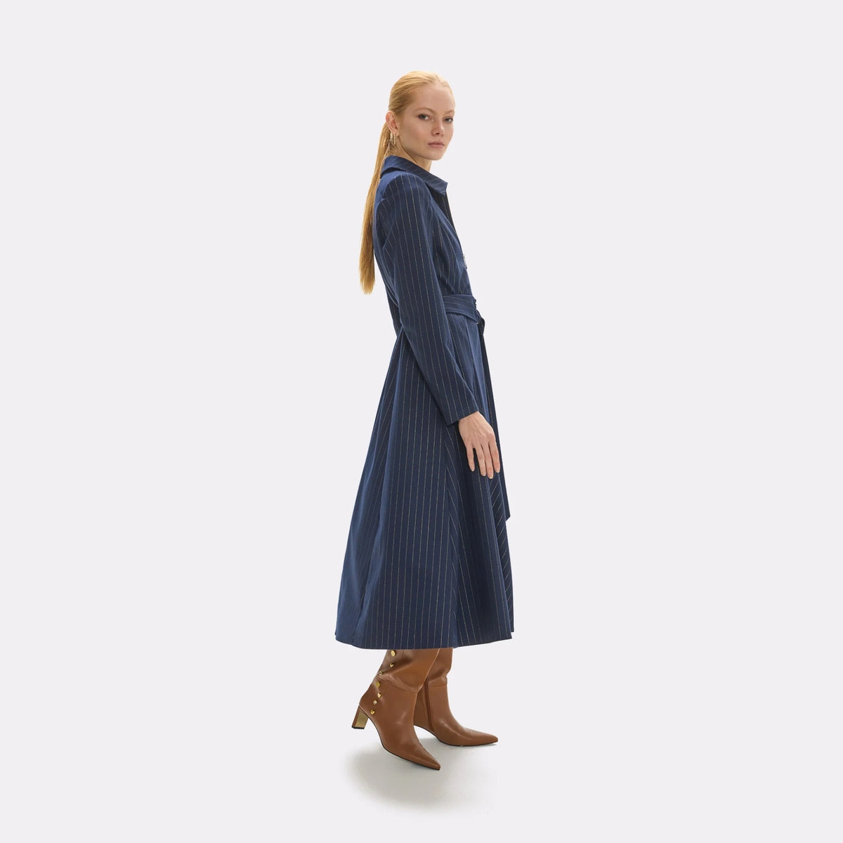 Lola Casademunt Kleid mit Nadelstreifen Nachtblau