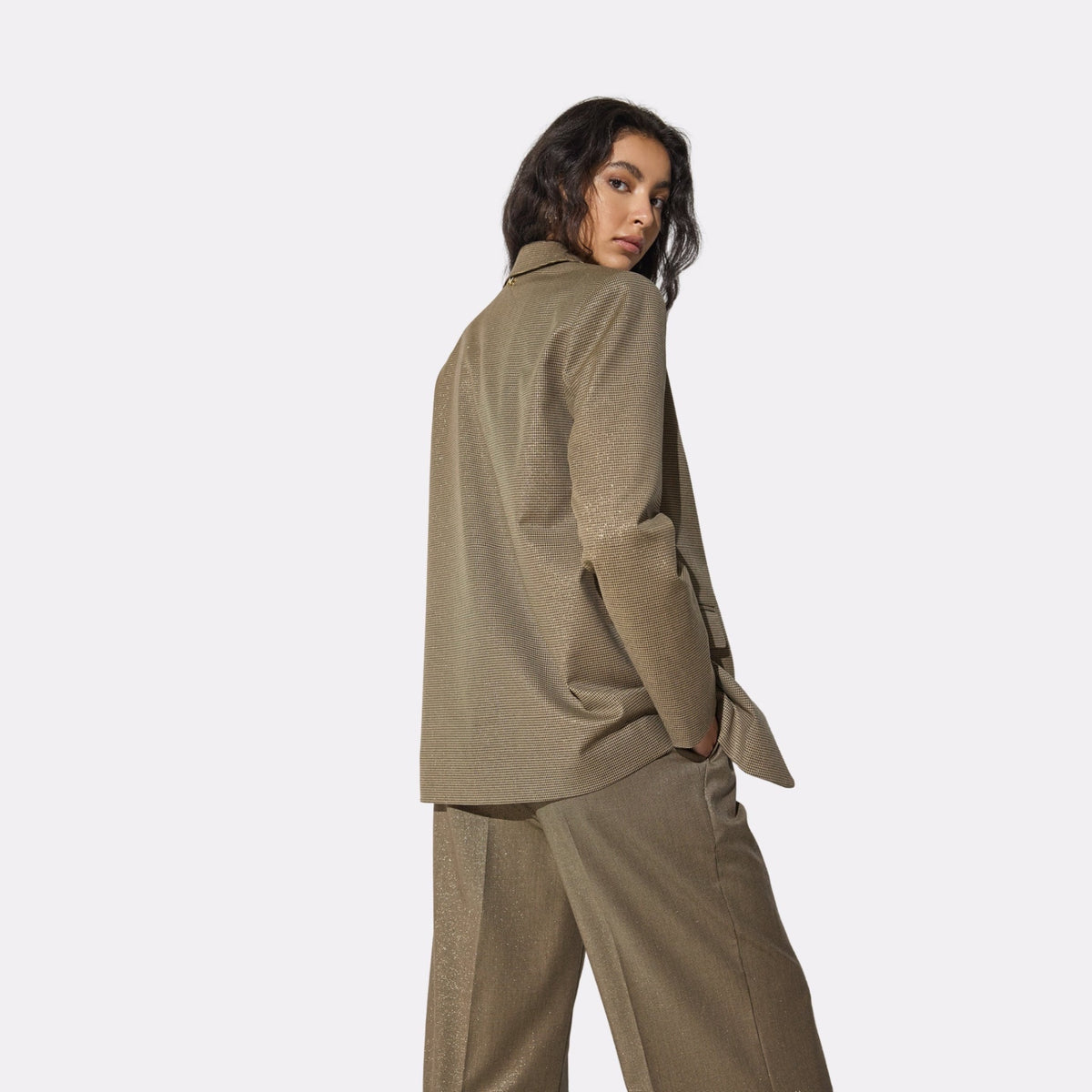 Lola Casademunt Goldener Blazer mit Applikationen Braun