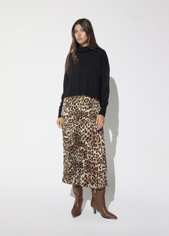 Lola Casademunt Kombi-Plisseekleid Leoprint