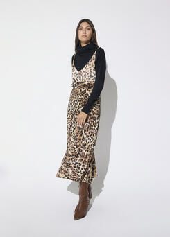 Lola Casademunt Kombi-Plisseekleid Leoprint