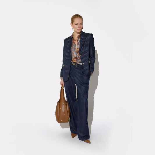Lola Casademunt Hose mit Nadelstreifen Nachtblau